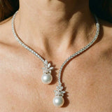 Elegant and Shiny Pearl Necklace in Sterling Silver