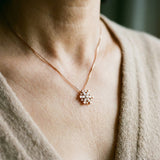 Crystal Necklace with Shimmering Snowflake in Gold and Silver