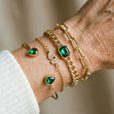 Set of Bracelets with Green Crystals