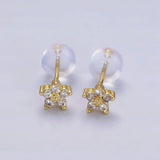 Nail Stud Earrings with Delicate Flower