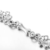 Dog Paw and Bone Charm Bracelet in Pure Silver, Limited Edition