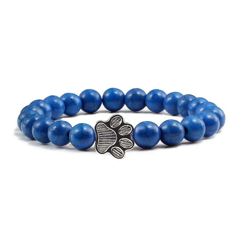 Paw Print Bead Bracelet – Natural Stone Design