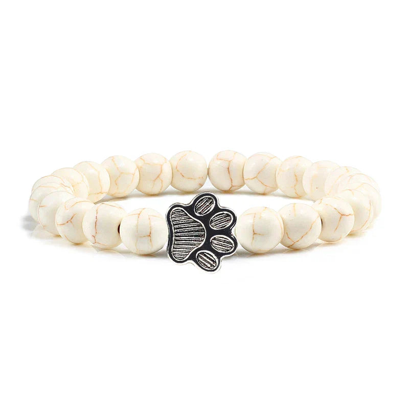 Beaded Paw Bracelet Natural Stone Design