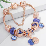 Rose Silver and Blue Crystal Bracelet