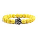 Paw Print Bead Bracelet – Natural Stone Design