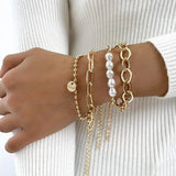 Gold Bracelets with Pearls