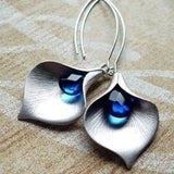Vintage Silver and Sapphire Petal Earrings