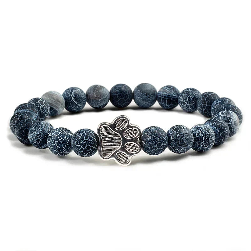 Paw Print Bead Bracelet – Natural Stone Design