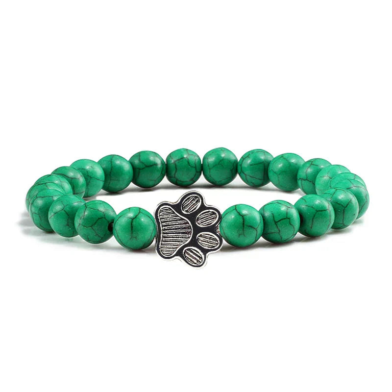 Beaded Paw Bracelet Natural Stone Design
