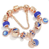 Rose Silver and Blue Crystal Bracelet