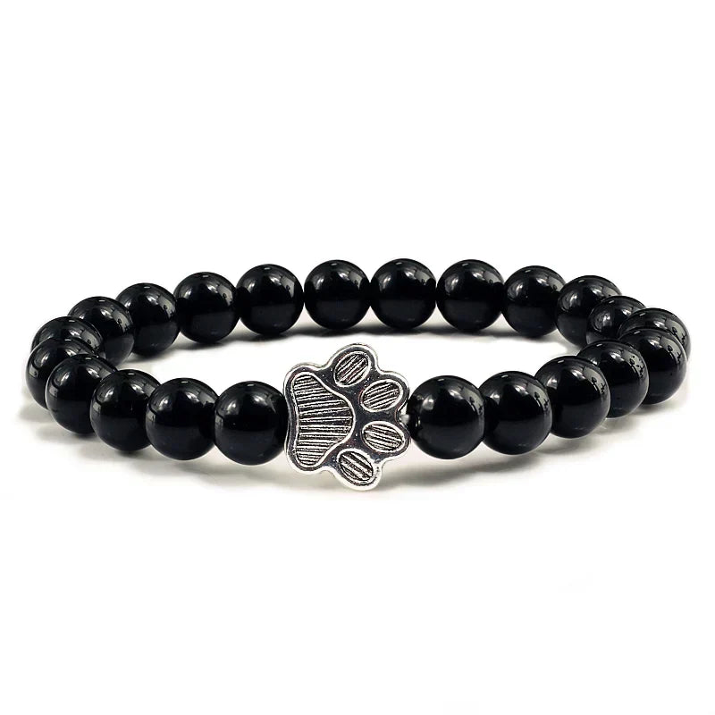 Paw Print Bead Bracelet – Natural Stone Design
