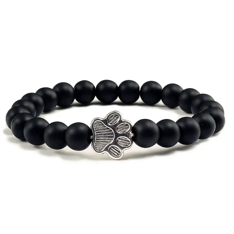 Paw Print Bead Bracelet – Natural Stone Design