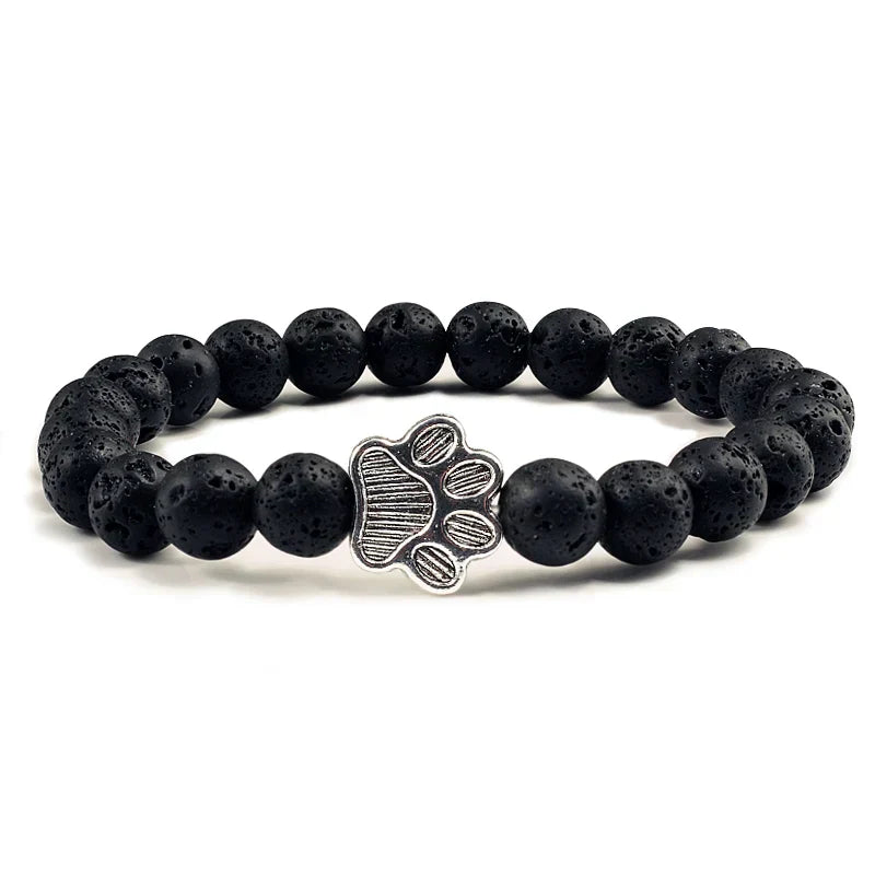 Paw Print Bead Bracelet – Natural Stone Design