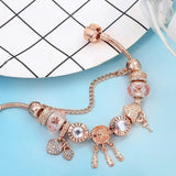 Pink Dreamcatcher Bracelet with Silver Pendants