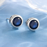 Sapphire Bezel Stud Earrings