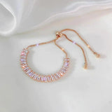 Adjustable Cubic Zirconia Bracelet in Gold and Silver