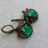 Dragonfly Sphere Earrings in Antique Gold