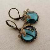 Dragonfly Sphere Earrings in Antique Gold