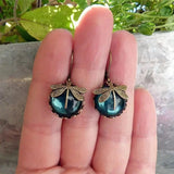 Dragonfly Sphere Earrings in Antique Gold
