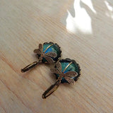 Dragonfly Sphere Earrings in Antique Gold