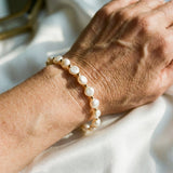 Vintage White Bracelet with Pearls and Gold