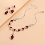 Red Drop Set – Choker and Hanging Earrings