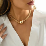 Vintage Necklace with Multicoloured Ball Pendant in Gold