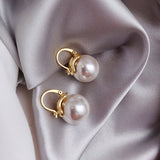 Chunky Earrings with Pearls in Gold