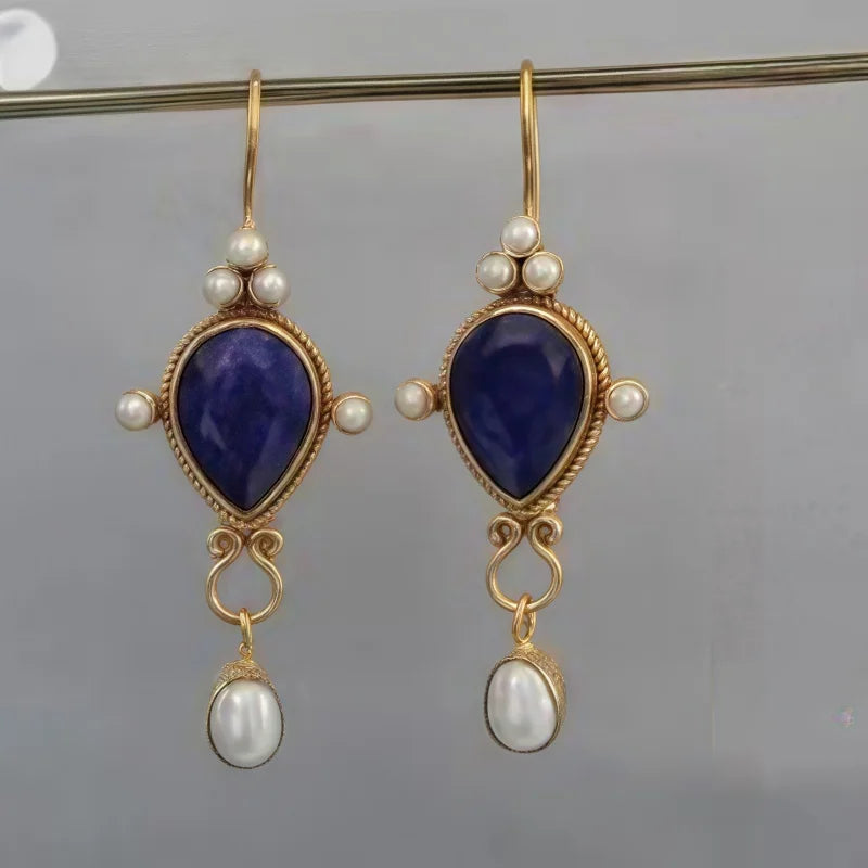 Vintage Earrings with Ruby and Pearl