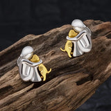 Hug Earrings in Two Tones, Silver and Gold