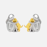Hug Earrings in Two Tones, Silver and Gold