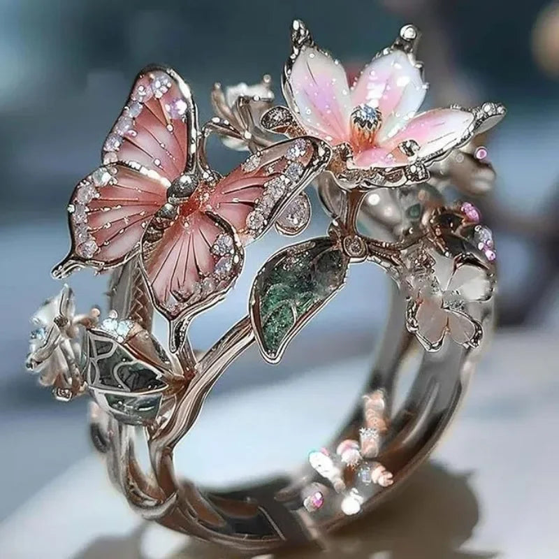Nature's Brilliant Butterfly Ring with Zirconia