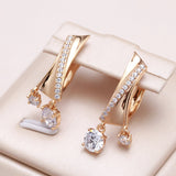 Elegant Irregular Earrings in Gold and Zirconia