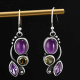 Moonstone Amethyst Peridot Cascade Earrings