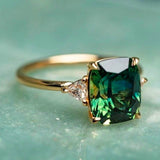 Gold-plated Ring with Green Zirconia Stone