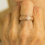 Vintage Ring with Golden Pink Flower