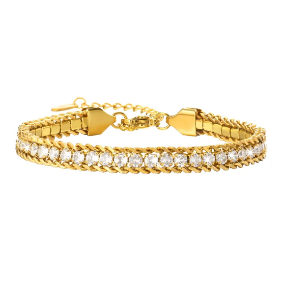 Stainless Steel Bracelet with Zircon Chain