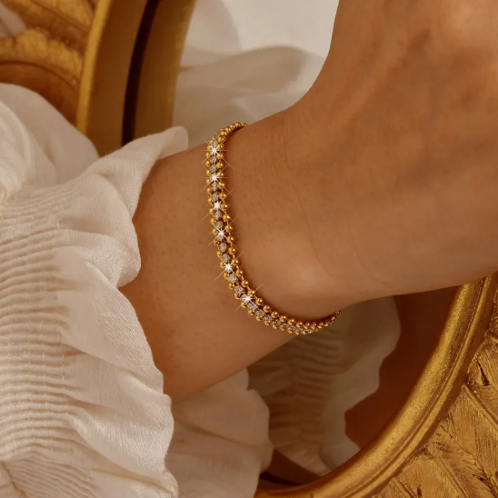 Stainless Steel Bracelet with Zircon Chain
