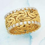 Gold Braided Crystal Band Ring