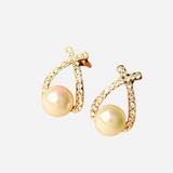 Eva - Earrings with Pearl and Intertwined Crystals
