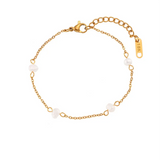 Pearl Necklace and Bracelet Set in Stainless Steel