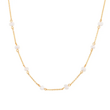 Pearl Necklace and Bracelet Set in Stainless Steel