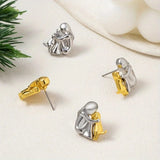 Hug Earrings in Two Tones, Silver and Gold