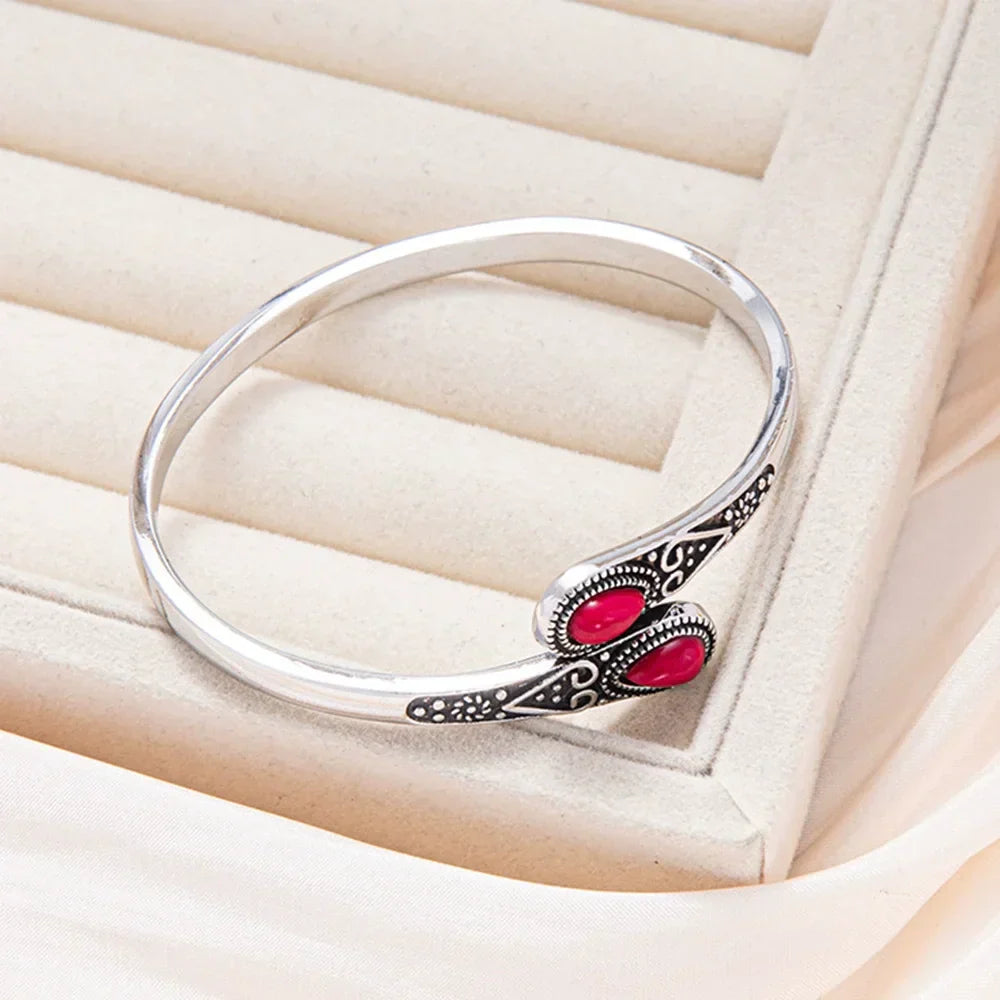 Vintage Bracelet with Colorful Gems and tribal Design