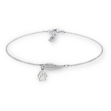 Memorial Bracelet in Silver with Angel Wing and Footprint | Handmade