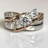 Vintage Ring in Gold and Silver with Zirconia