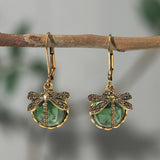 Dragonfly Sphere Earrings in Antique Silver