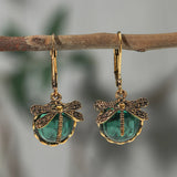 Dragonfly Sphere Earrings in Antique Silver