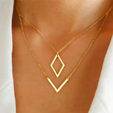 Elegant Necklace with Geometric V Pendant