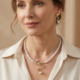 Set of Natural Pearl Necklace and Earrings